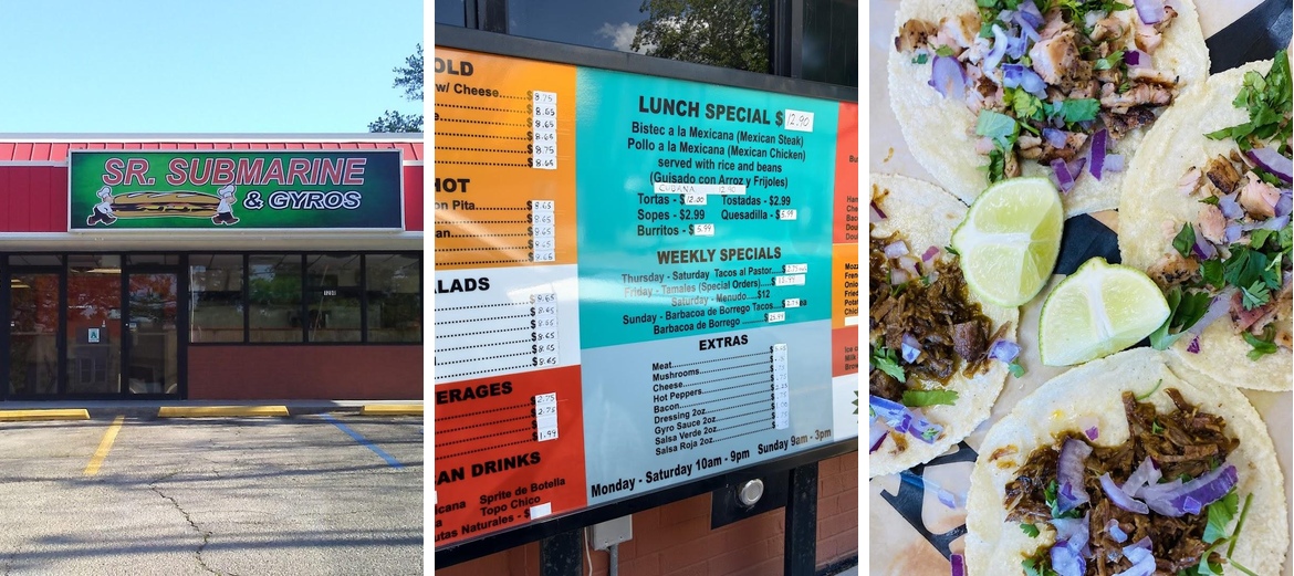 Sr. Submarine & Gyros Menu